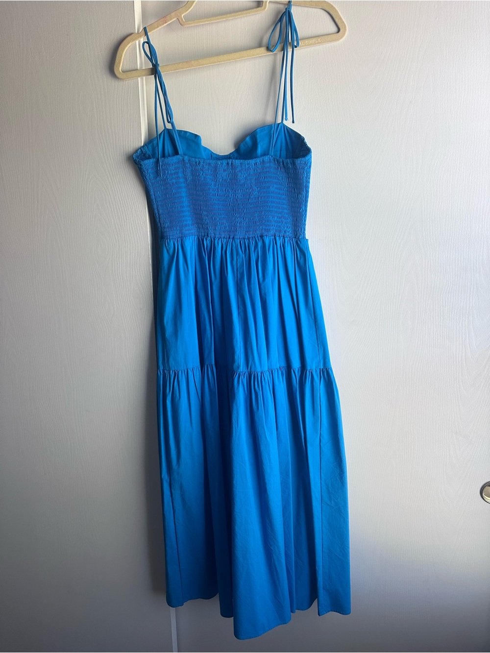 Astr Bright Blue Smocked Midi Dress with Side Slit New worn once for photos - Picture 5 of 7